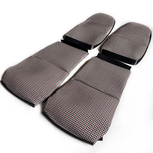 Black & Red Houndstooth Center Seat Inserts for Porsche Carbon Fiber Bucket Seats (991 / 992 GT3 RS, 718 GT4 RS, 918)