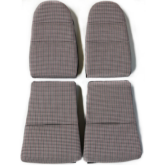 Black & Red Houndstooth Seat Inserts with Foam Cushioning for Porsche Bucket Seats