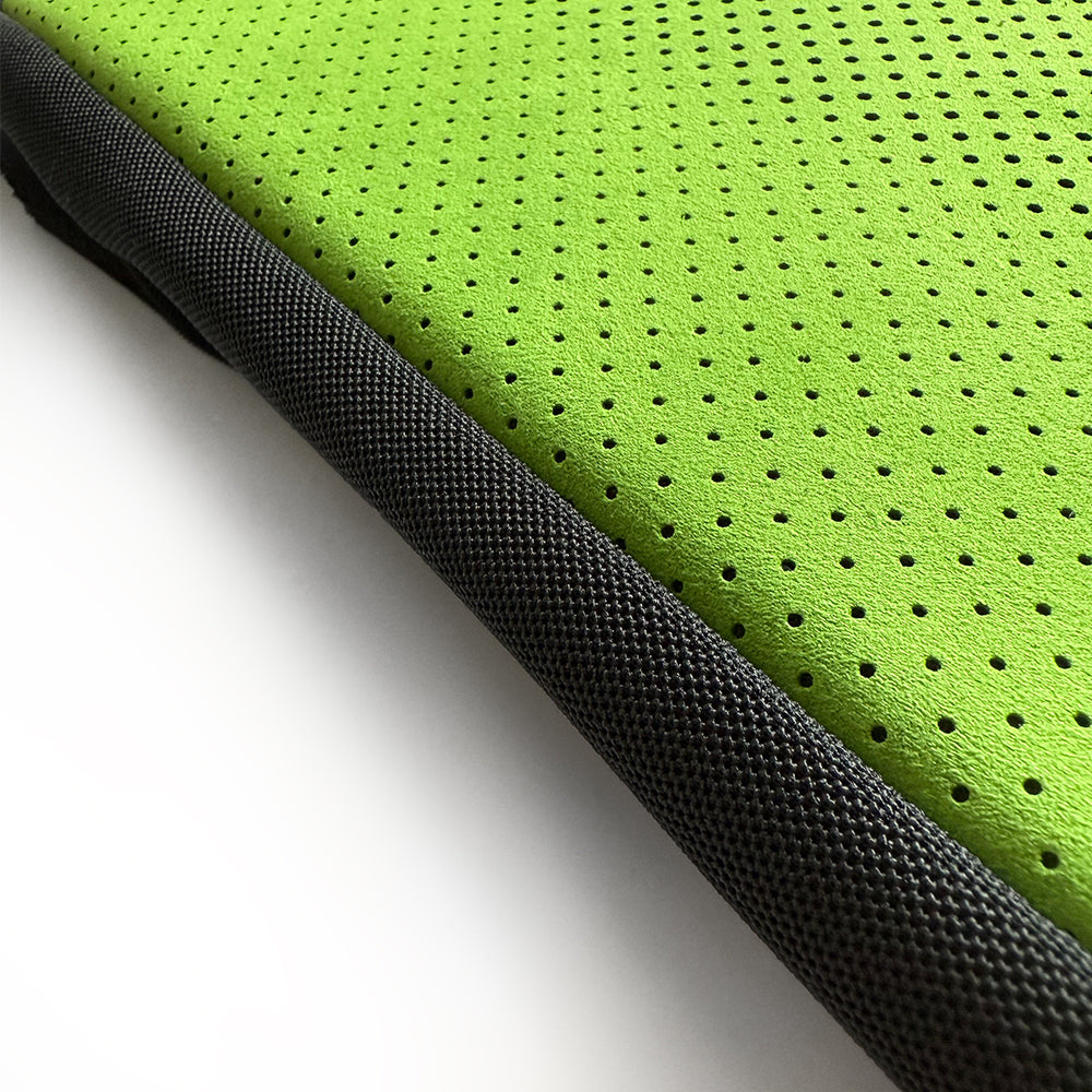 Lizard Green Italian Alcantara Center Seat Inserts with Vertical Perforation Design for Porsche Carbon Fiber Bucket Seats (991 / 992 GT3 RS, 718 GT4 RS, 918)