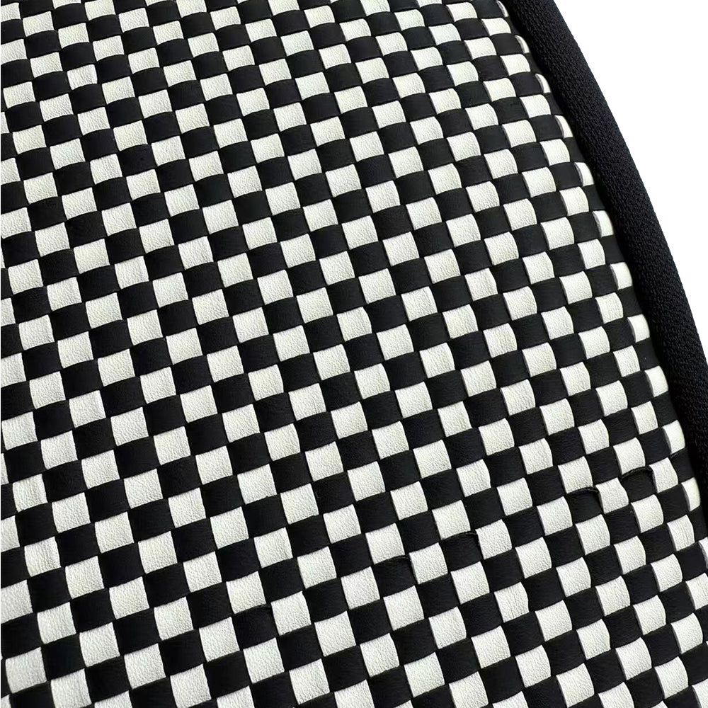Custom Woven Center Seat Inserts for Porsche Carbon Bucket Seats – Black & White Micro Check Pattern (No Foam)