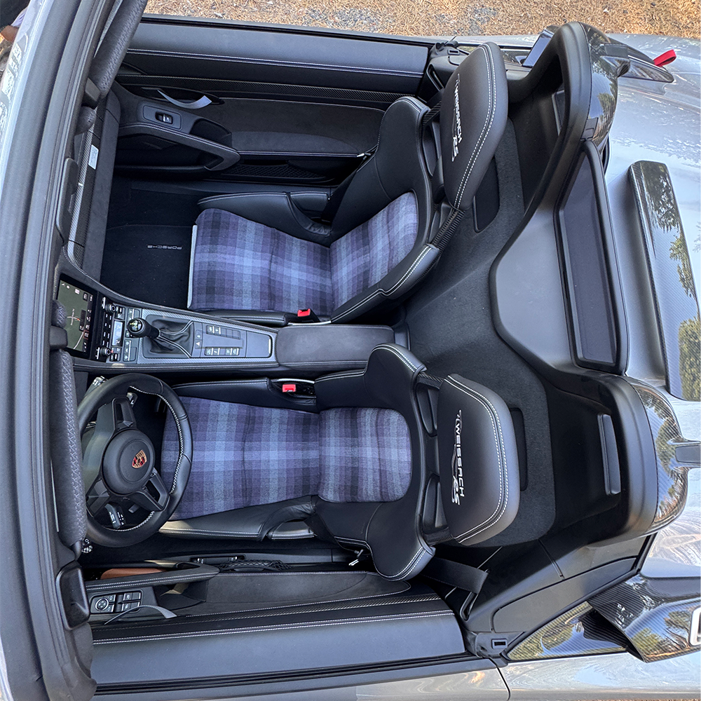 Grey Checkered Center Seat Inserts for Porsche Carbon Fiber Bucket Seats (991 / 992 GT3 RS, 718 GT4 RS, 918)