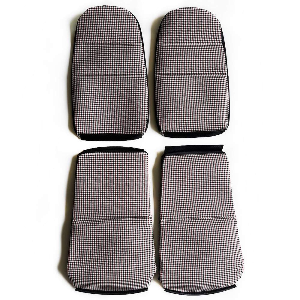 Black & Red Houndstooth Center Seat Inserts for Porsche Carbon Fiber Bucket Seats (991 / 992 GT3 RS, 718 GT4 RS, 918)