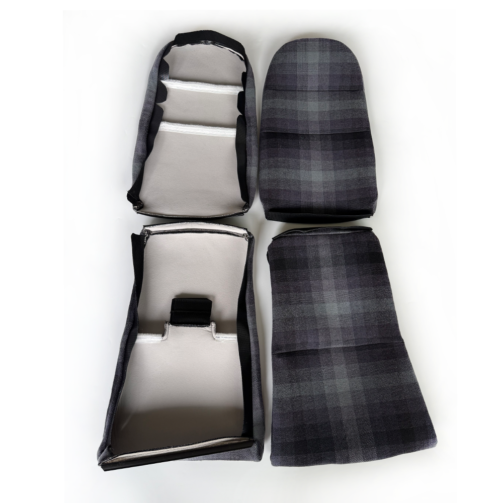 Grey Checkered Center Seat Inserts for Porsche Carbon Fiber Bucket Seats (991 / 992 GT3 RS, 718 GT4 RS, 918)