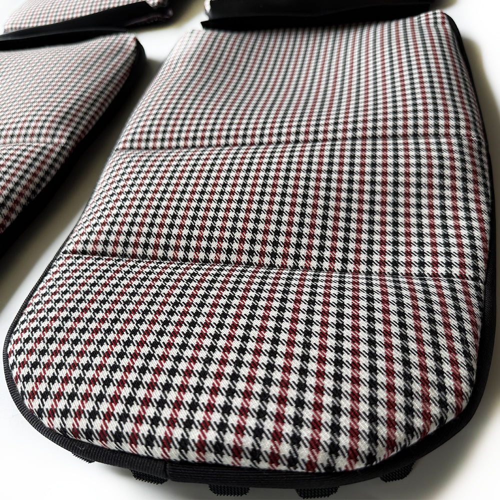 Black & Red Houndstooth Center Seat Inserts for Porsche Carbon Fiber Bucket Seats (991 / 992 GT3 RS, 718 GT4 RS, 918)