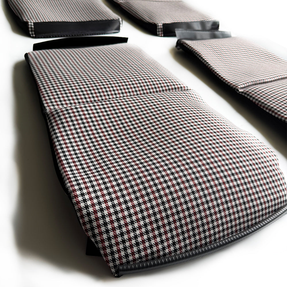 Black & Red Houndstooth Center Seat Inserts for Porsche Carbon Fiber Bucket Seats (991 / 992 GT3 RS, 718 GT4 RS, 918)