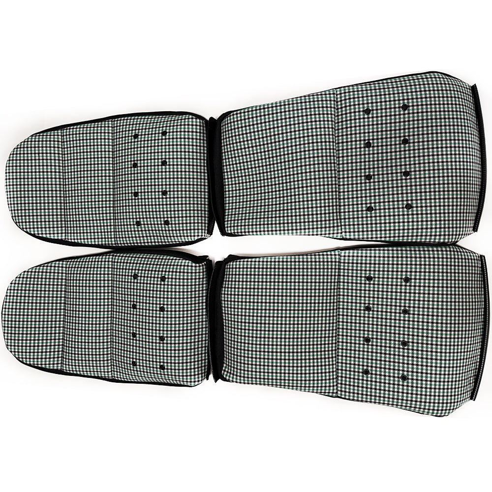 Black & Green Houndstooth Center Seat Inserts for Porsche Carbon Fiber Bucket Seats (991 / 992 GT3 RS, 718 GT4 RS, 918)