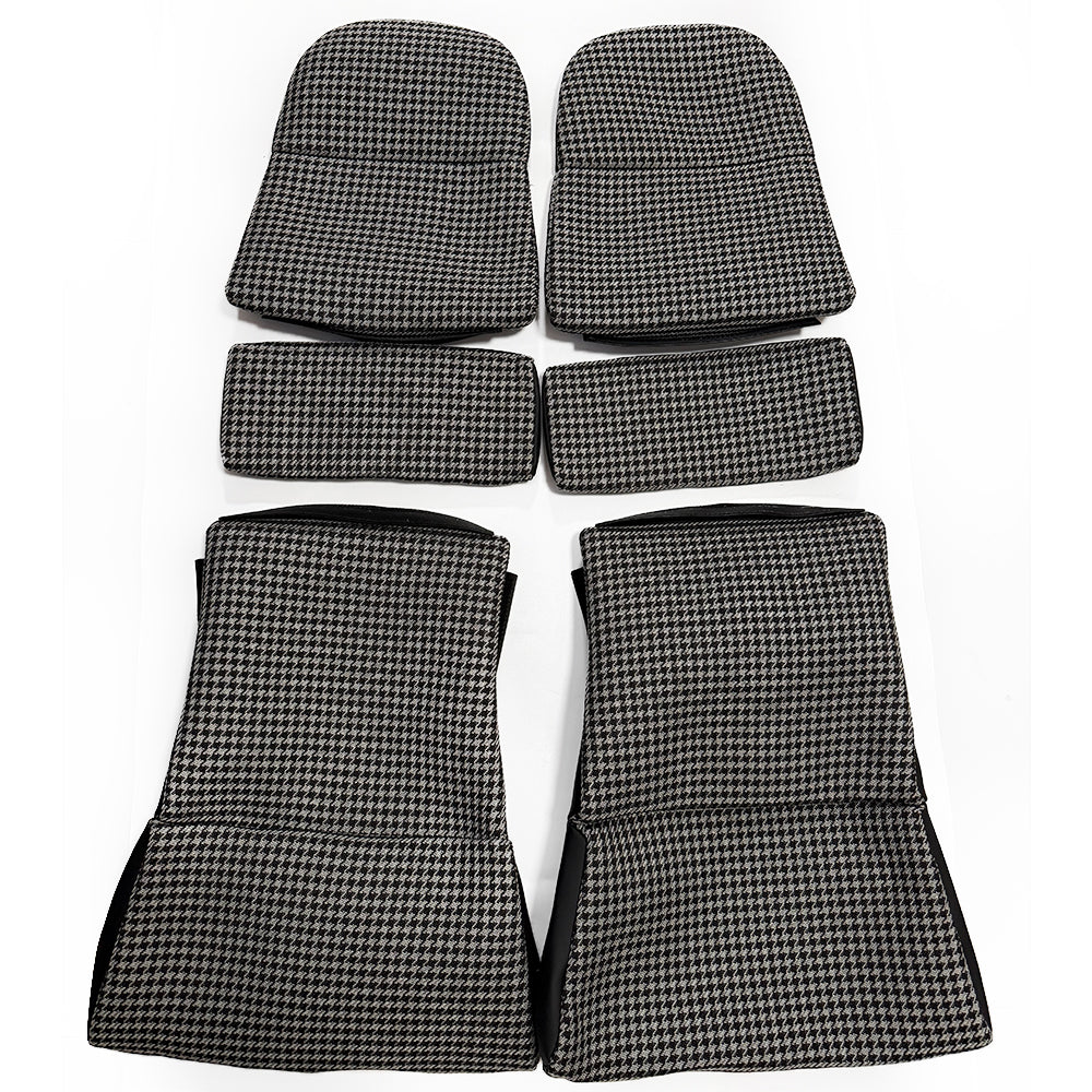 Black Silver Houndstooth Center Seat Insert Cover (NO FOAM) for Porsche Folding Carbon Fiber Bucket Seats | Fit 911 997 991 992 718 981 987 GT3 GT4 GT2RS