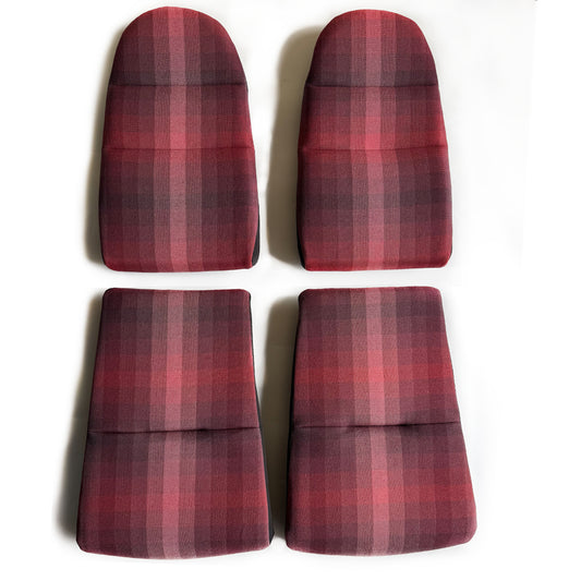Red Checkered Seat Insert Cushion Set for Porsche Bucket Seats