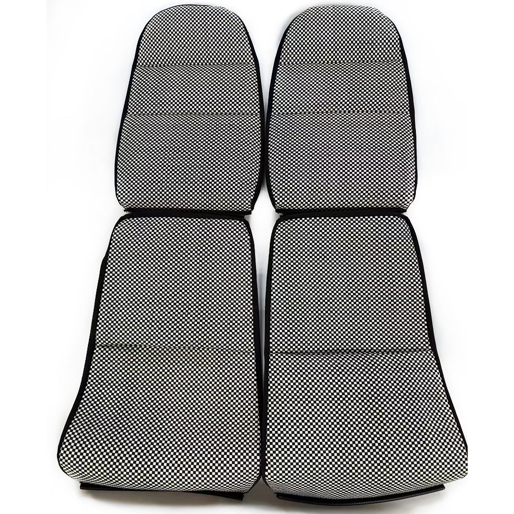 Custom Woven Center Seat Inserts for Porsche Carbon Bucket Seats – Black & White Micro Check Pattern (No Foam)