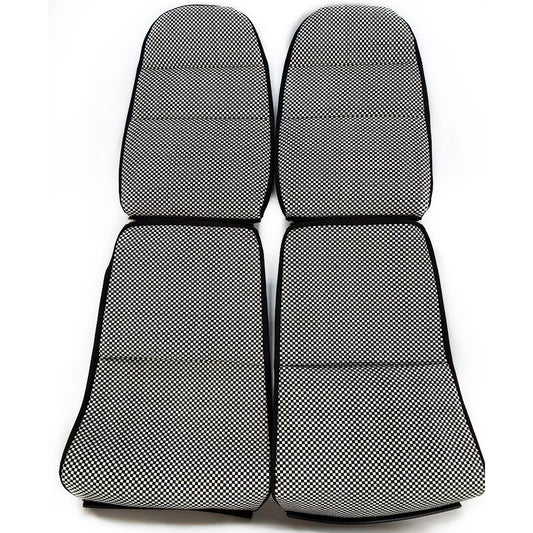 Custom Woven Center Seat Inserts for Porsche Carbon Bucket Seats – Black & White Micro Check Pattern (No Foam)