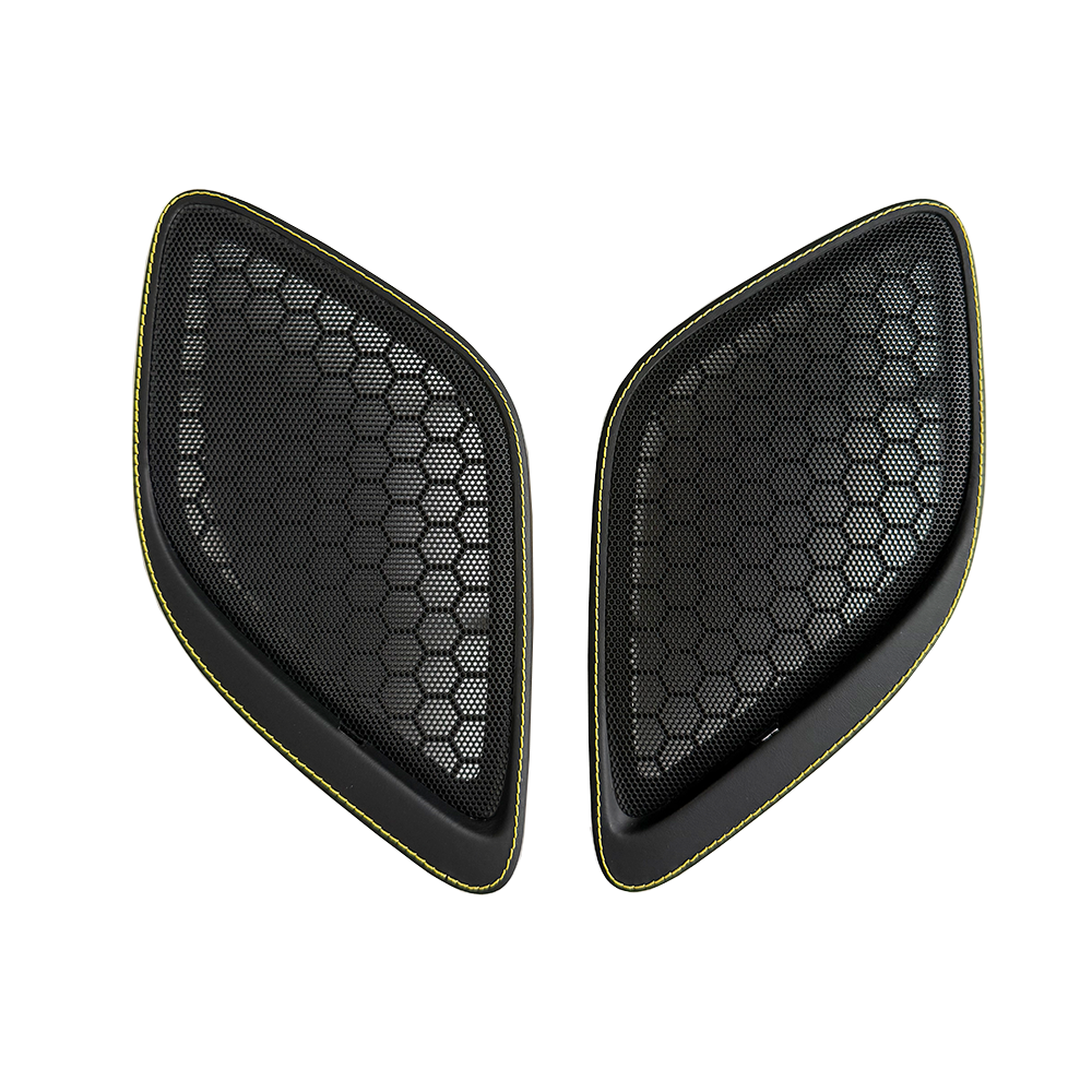 Leather B-Pillar Speaker Covers with Yellow Stitching for Porsche 911 (Interior Trim Upgrade, Left & Right Set)