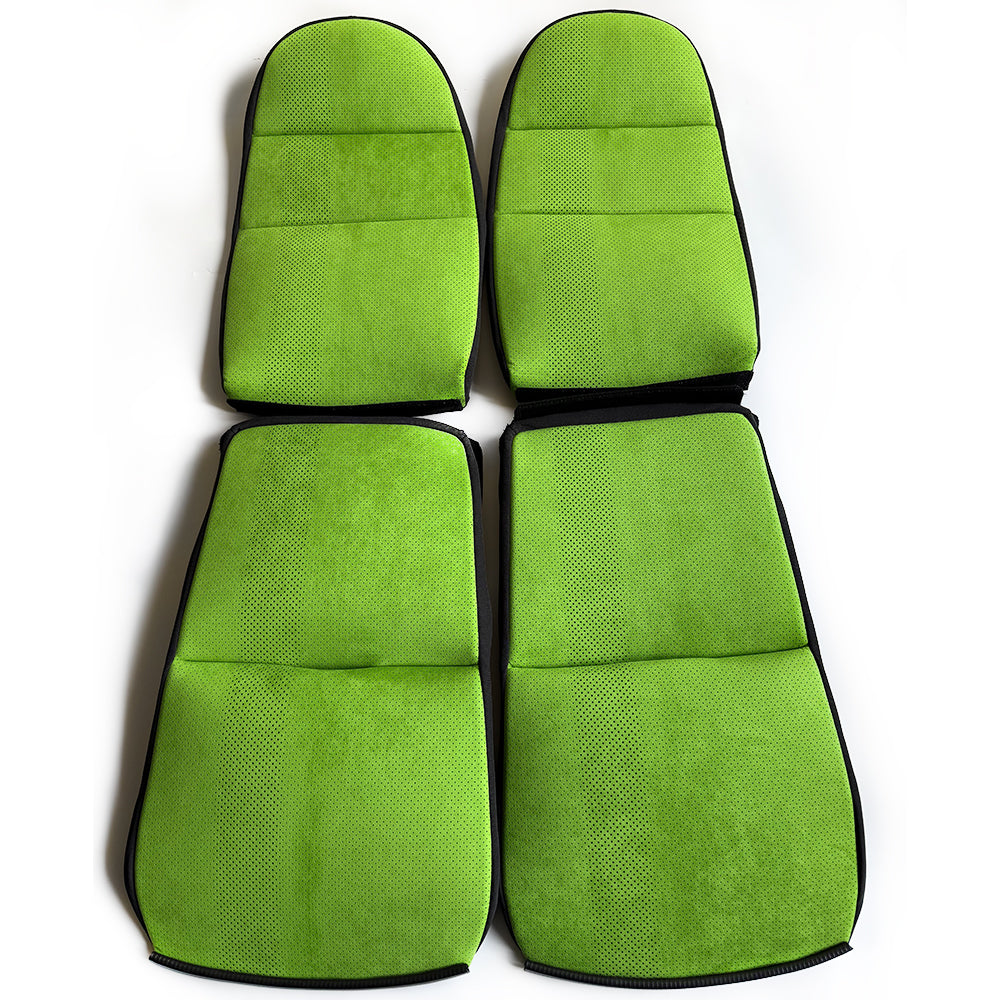 Lizard Green Italian Alcantara Center Seat Inserts with Vertical Perforation Design for Porsche Carbon Fiber Bucket Seats (991 / 992 GT3 RS, 718 GT4 RS, 918)
