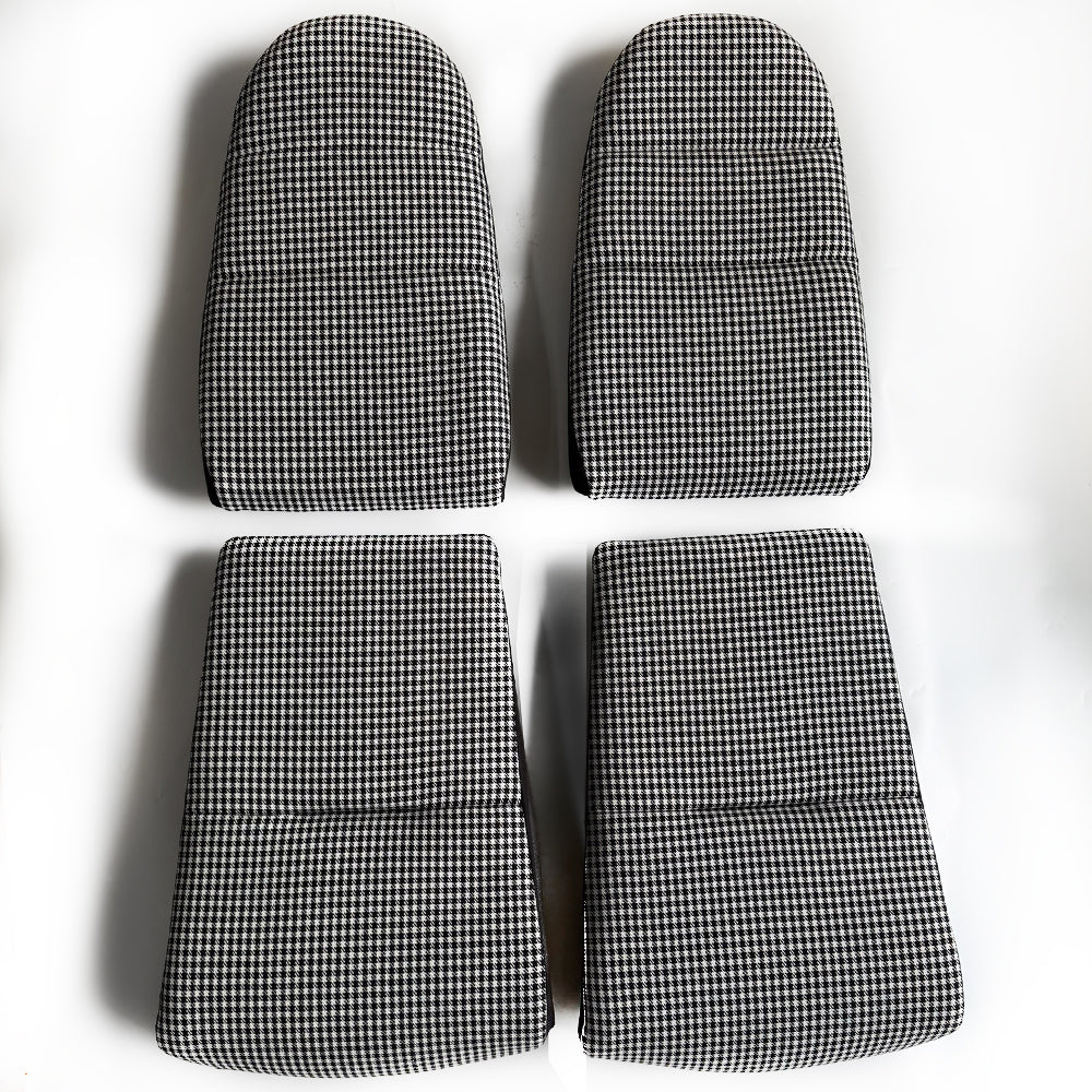 Black & White Houndstooth Seat Inserts with Foam Cushioning for Porsche Bucket Seats