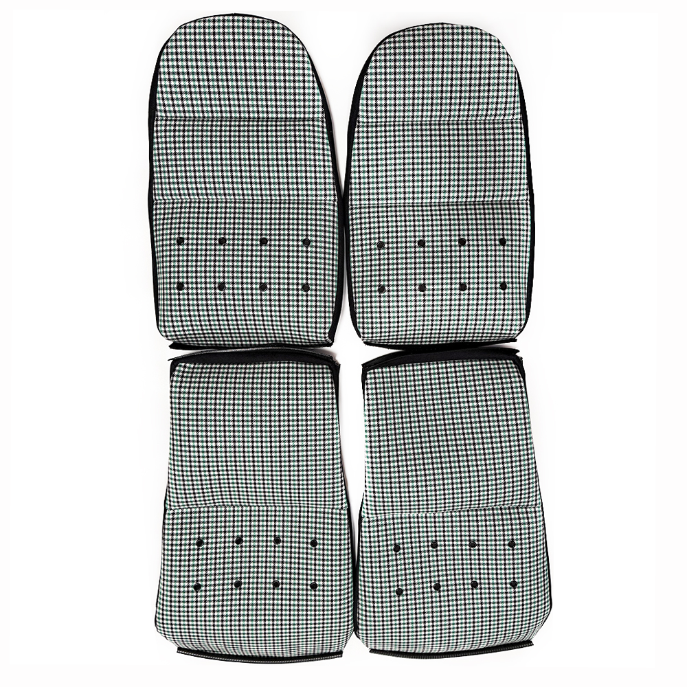 Black & Green Houndstooth Center Seat Inserts for Porsche Carbon Fiber Bucket Seats (991 / 992 GT3 RS, 718 GT4 RS, 918)