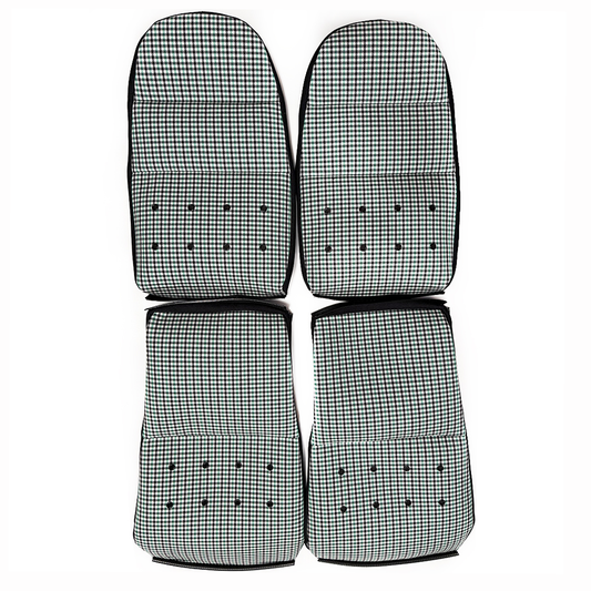 Black & Green Houndstooth Center Seat Inserts for Porsche Carbon Fiber Bucket Seats (991 / 992 GT3 RS, 718 GT4 RS, 918)
