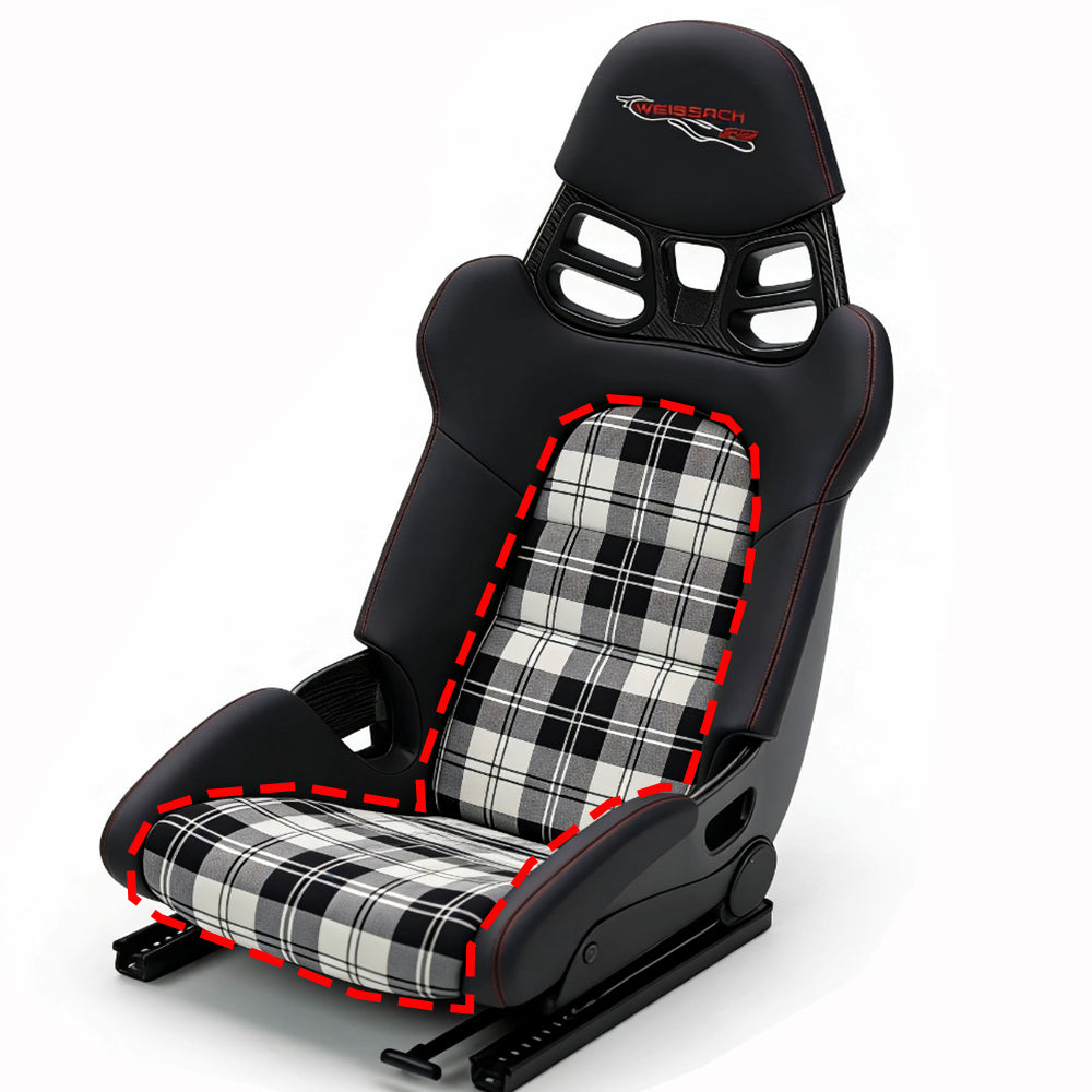 Porsche 911 Bucket Seat Center Inserts（black-white plaid fabric）