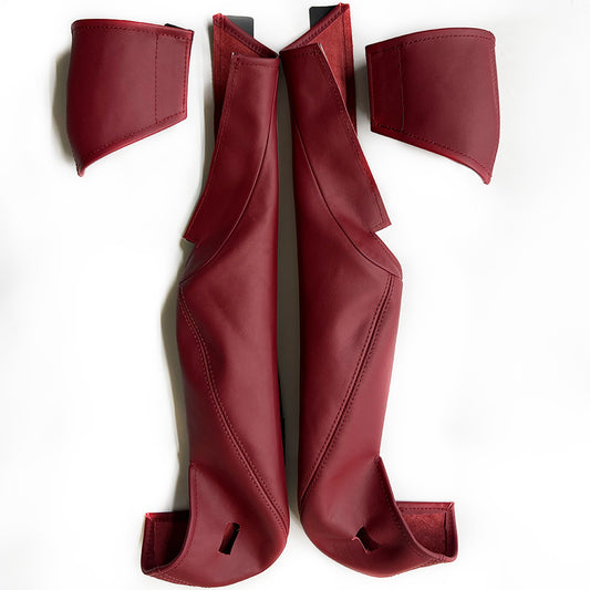 Bordeaux Red Leather Side Bolster Protector Set for Porsche Racing Bucket Seats