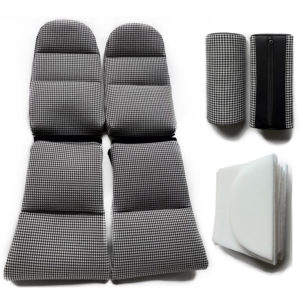 Porsche 911 GT3 RS Houndstooth Seat Insert Full Kit | Houndstooth Cushion Covers + Lumbar Pillows + Thin Surface Foam Pads
