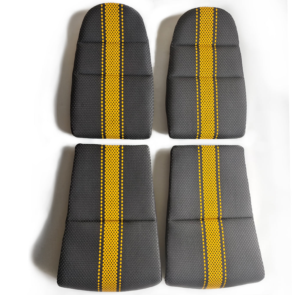Custom Woven Center Seat Inserts for Porsche Carbon Bucket Seats – Black Base with Bold Yellow Center Stripe & Black Accent (No Foam)