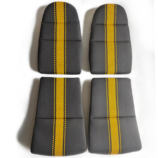Custom Woven Center Seat Inserts for Porsche Carbon Bucket Seats – Black Base with Bold Yellow Center Stripe & Black Accent (No Foam)