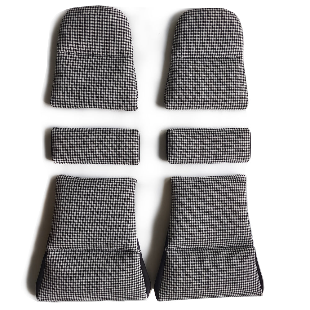 Black & White Houndstooth Center Seat Insert Cover (NO FOAM) for Porsche Folding Carbon Fiber Bucket Seats | Fit 911 997 991 992 718 981 987 GT3 GT4 GT2RS