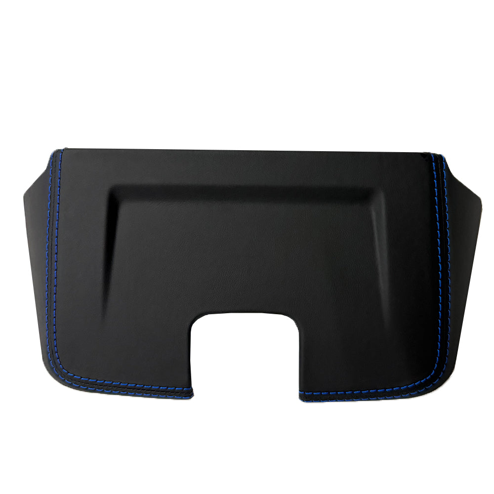 Custom Leather Wrapped Interior Rear View Mirror Cover for Porsche 911 992 – Black Leather with Sharp blue  Double Stitching