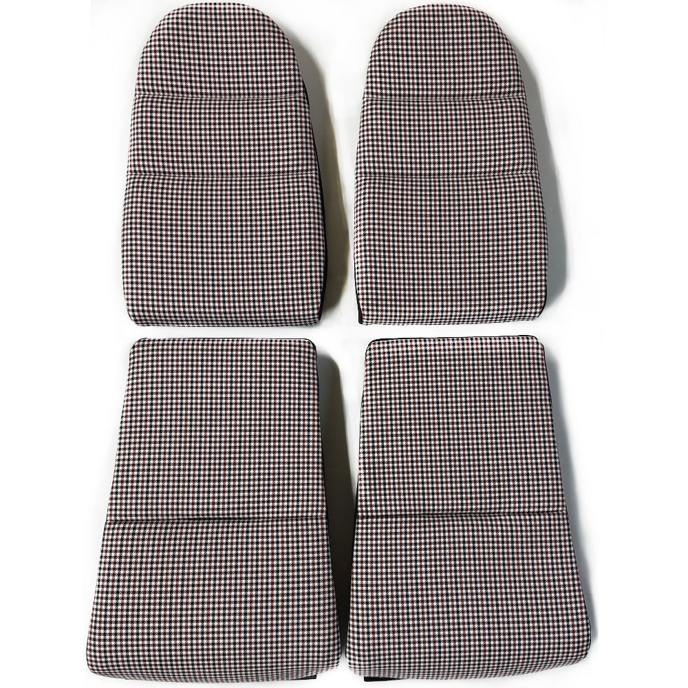 Black & Red Houndstooth Seat Inserts with Foam Cushioning for Porsche Bucket Seats