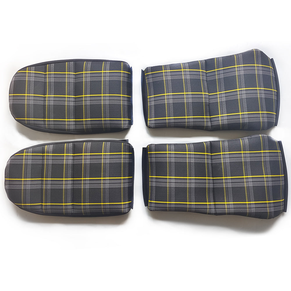 Black & Yellow Checkered Center Seat Inserts for Porsche Carbon Fiber Bucket Seats (991 / 992 GT3 RS, 718 GT4 RS, 918)