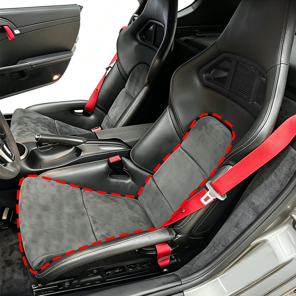 Carbon Black Alcantara/Race-Tex Center Seat Insert Cover (NO FOAM) For Porsche Folding Carbon Fiber Bucket Seats | Fit All 911 996 997 987 981 991 992 Models