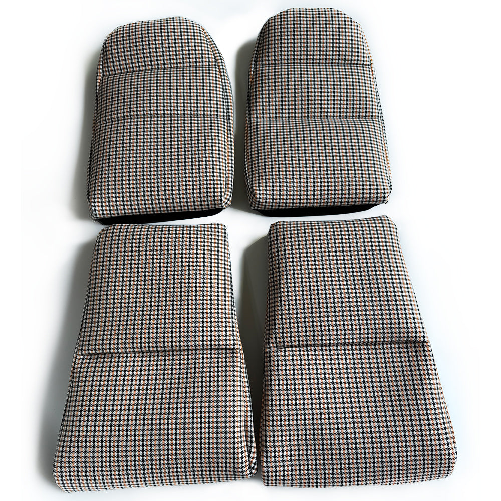 Black & Orange Houndstooth Seat Inserts for Porsche Bucket Seats – Heritage Style Replacement Set