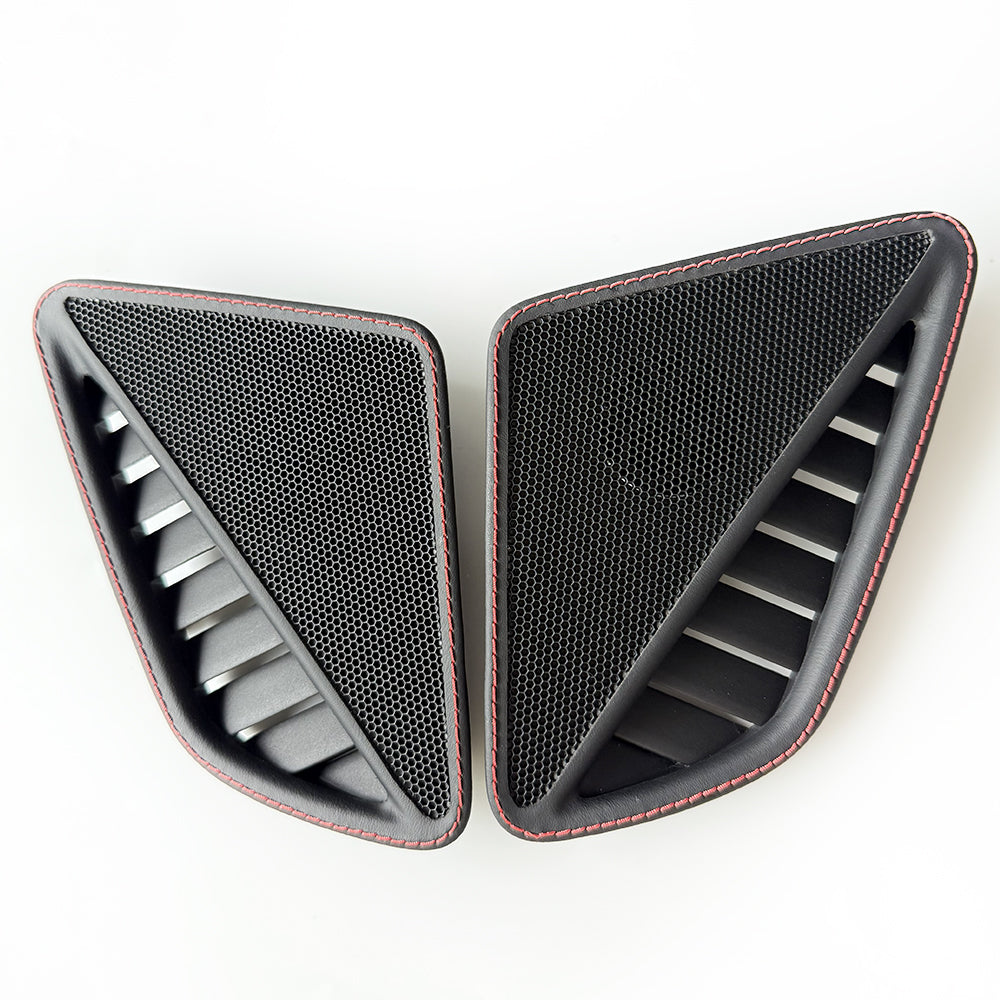 Leather Dashboard Side Speaker Covers with Red Stitching for Porsche 911 (Left & Right Set, OEM+ Interior Upgrade)
