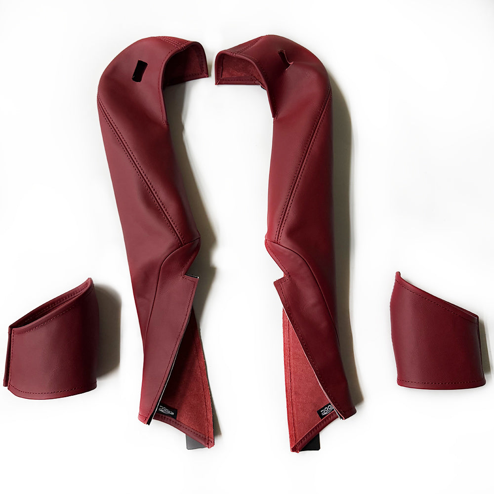 Bordeaux Red Leather Side Bolster Protector Set for Porsche Racing Bucket Seats