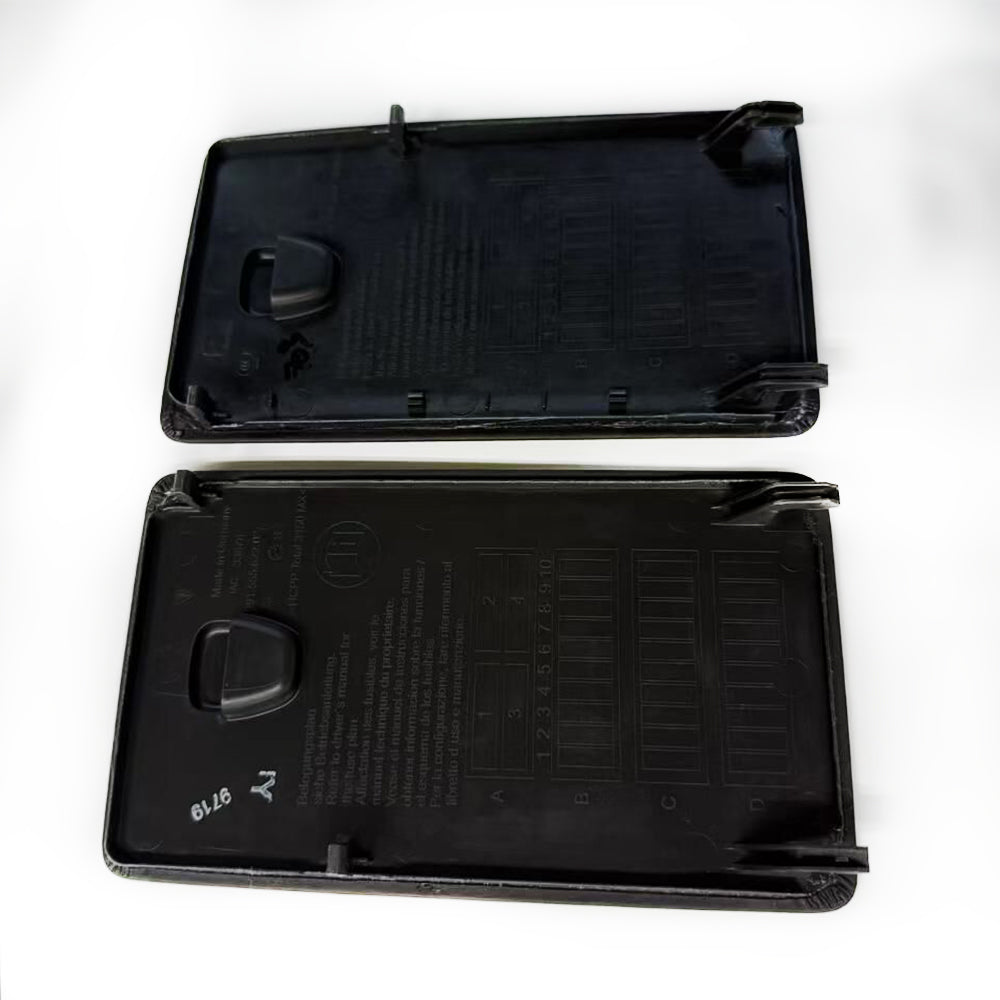 Custom Leather Fuse Box Cover for Porsche 911 Black leather with Dark Grey stitching