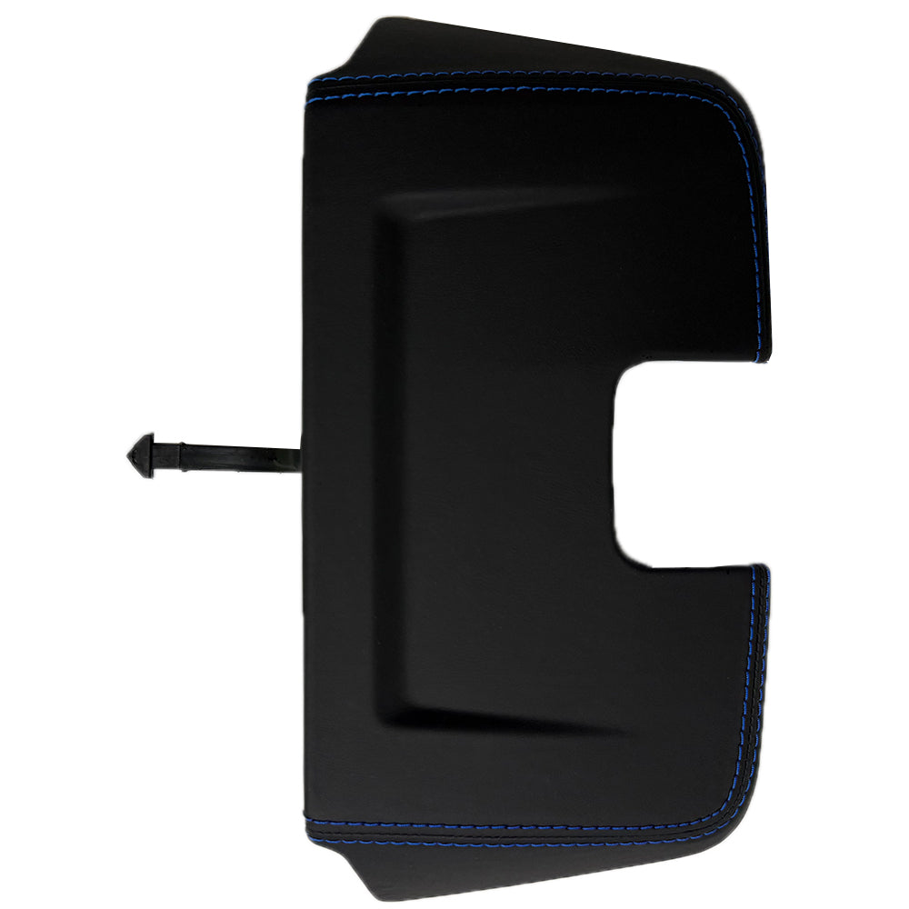 Custom Leather Wrapped Interior Rear View Mirror Cover for Porsche 911 992 – Black Leather with Sharp blue  Double Stitching