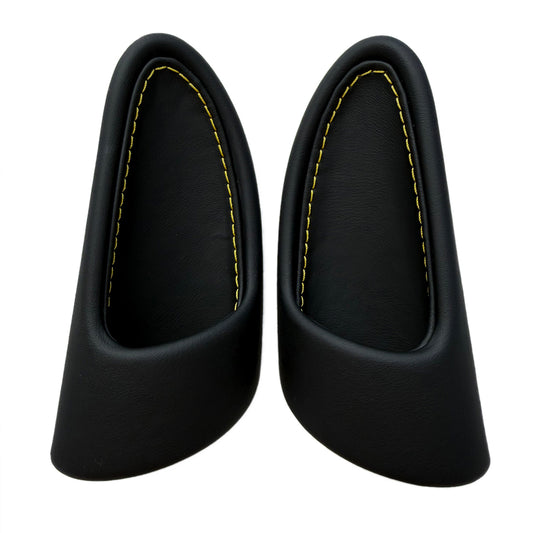 Porsche 997 (2005–2011) Leather Door Handle Set – Black Leather / Yellow Stitching | Carrera Turbo GT3 RS GTS Exclusive