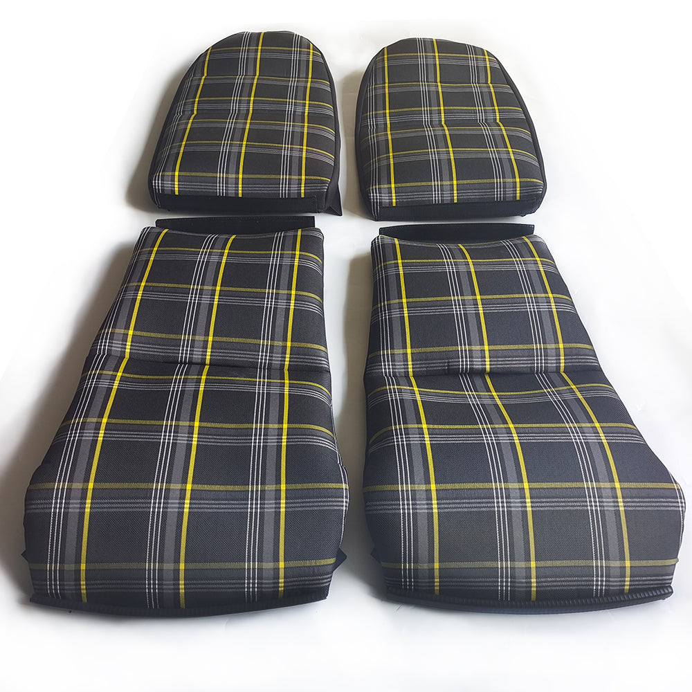 Black & Yellow Checkered Center Seat Inserts for Porsche Carbon Fiber Bucket Seats (991 / 992 GT3 RS, 718 GT4 RS, 918)