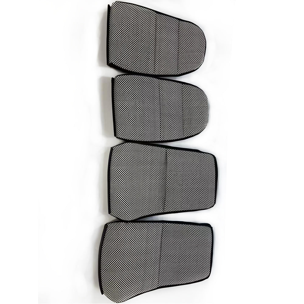 Custom Woven Center Seat Inserts for Porsche Carbon Bucket Seats – Black & White Micro Check Pattern (No Foam)