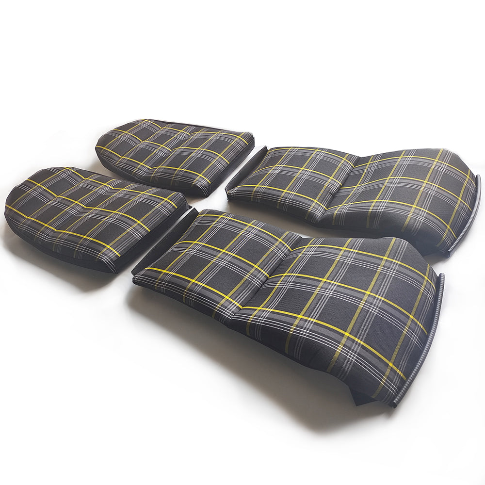 Black & Yellow Checkered Center Seat Inserts for Porsche Carbon Fiber Bucket Seats (991 / 992 GT3 RS, 718 GT4 RS, 918)