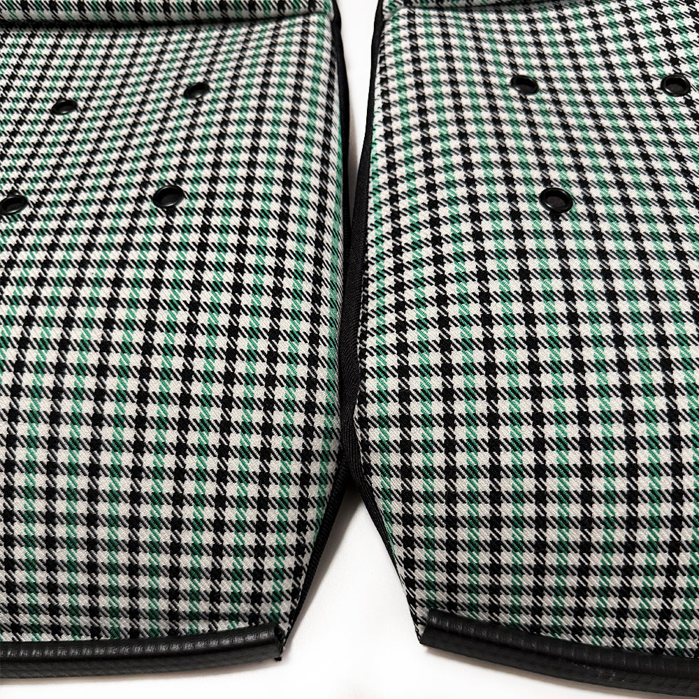 Black & Green Houndstooth Center Seat Inserts for Porsche Carbon Fiber Bucket Seats (991 / 992 GT3 RS, 718 GT4 RS, 918)