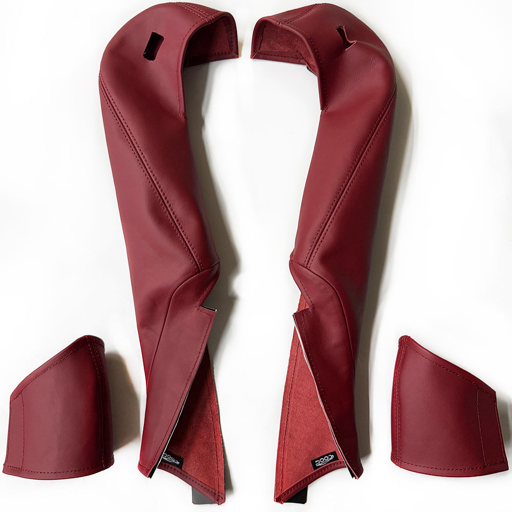 Bordeaux Red Leather Side Bolster Protector Set for Porsche Racing Bucket Seats