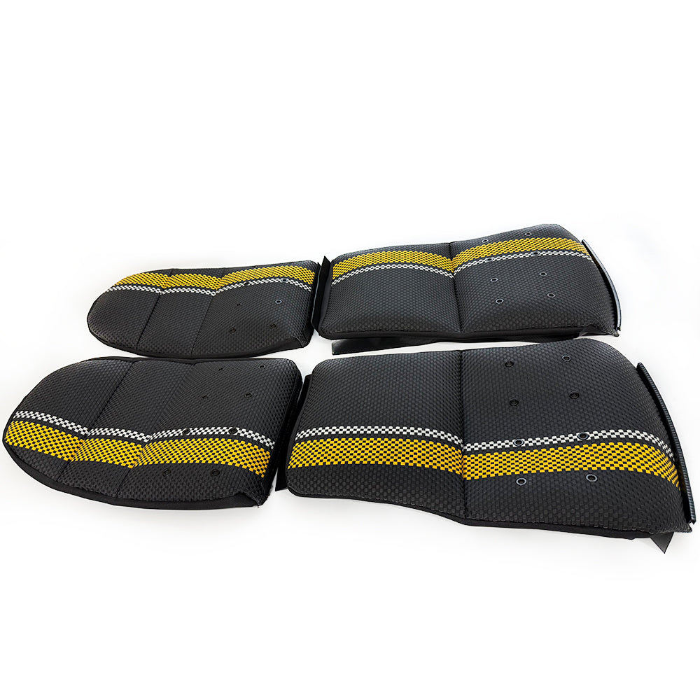 Custom Woven Center Seat Inserts for Porsche Carbon Bucket Seats – Black Base with Bold Yellow Stripe & GT Silver Accent (No Foam)