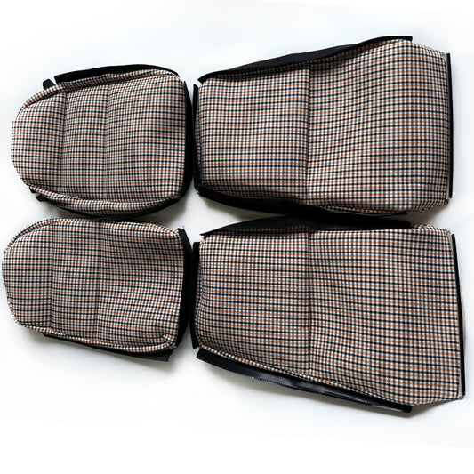Black & Orange Houndstooth Seat Inserts for Porsche Bucket Seats – Heritage Style Replacement Set