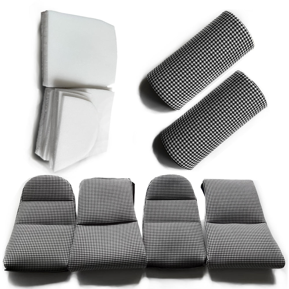 Porsche 911 GT3 RS Houndstooth Seat Insert Full Kit | Houndstooth Cushion Covers + Lumbar Pillows + Thin Surface Foam Pads