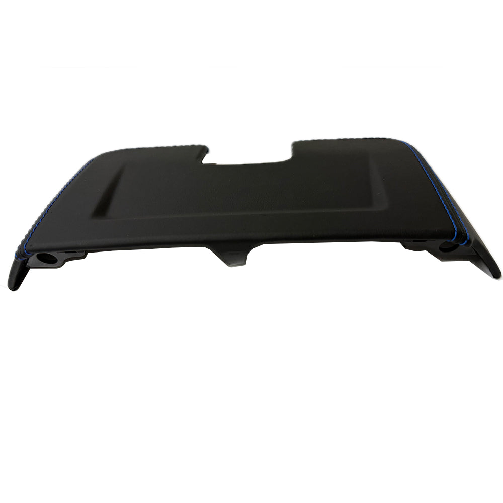 Custom Leather Wrapped Interior Rear View Mirror Cover for Porsche 911 992 – Black Leather with Sharp blue  Double Stitching