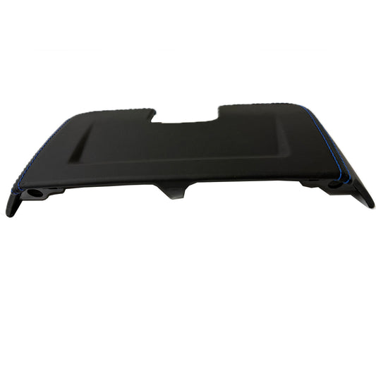Custom Leather Wrapped Interior Rear View Mirror Cover for Porsche 911 992 – Black Leather with Sharp blue  Double Stitching