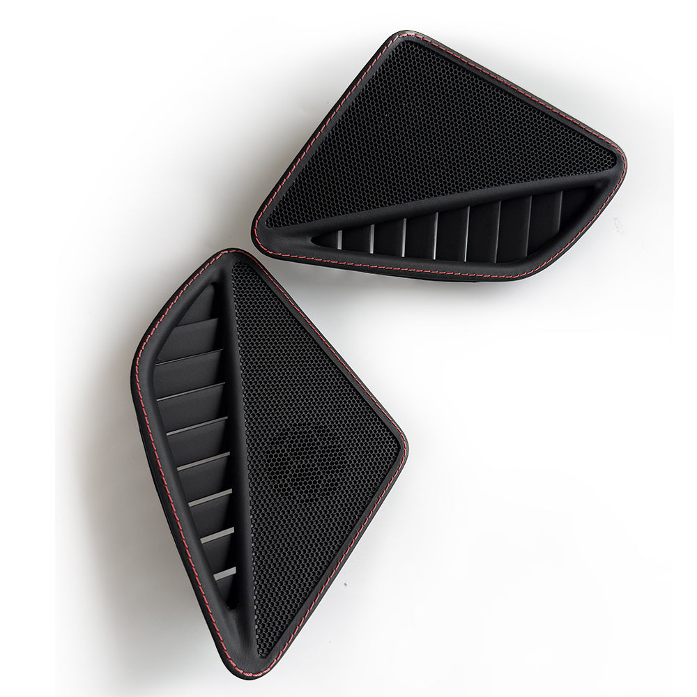 Leather Dashboard Side Speaker Covers with Red Stitching for Porsche 911 (Left & Right Set, OEM+ Interior Upgrade)