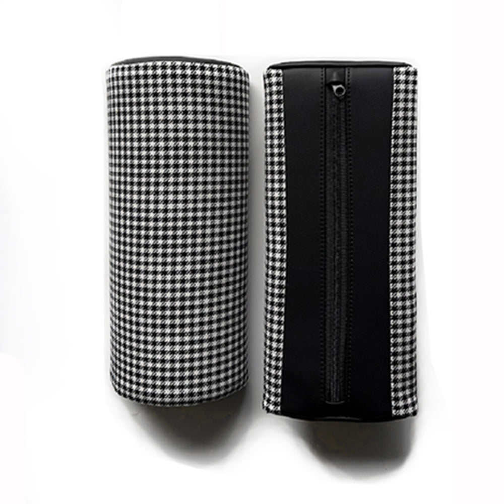 Semi-Cylindrical Lumbar Bolster Pillows for Porsche Carbon Fiber Bucket Seats | Black & White Houndstooth (1 Pair)