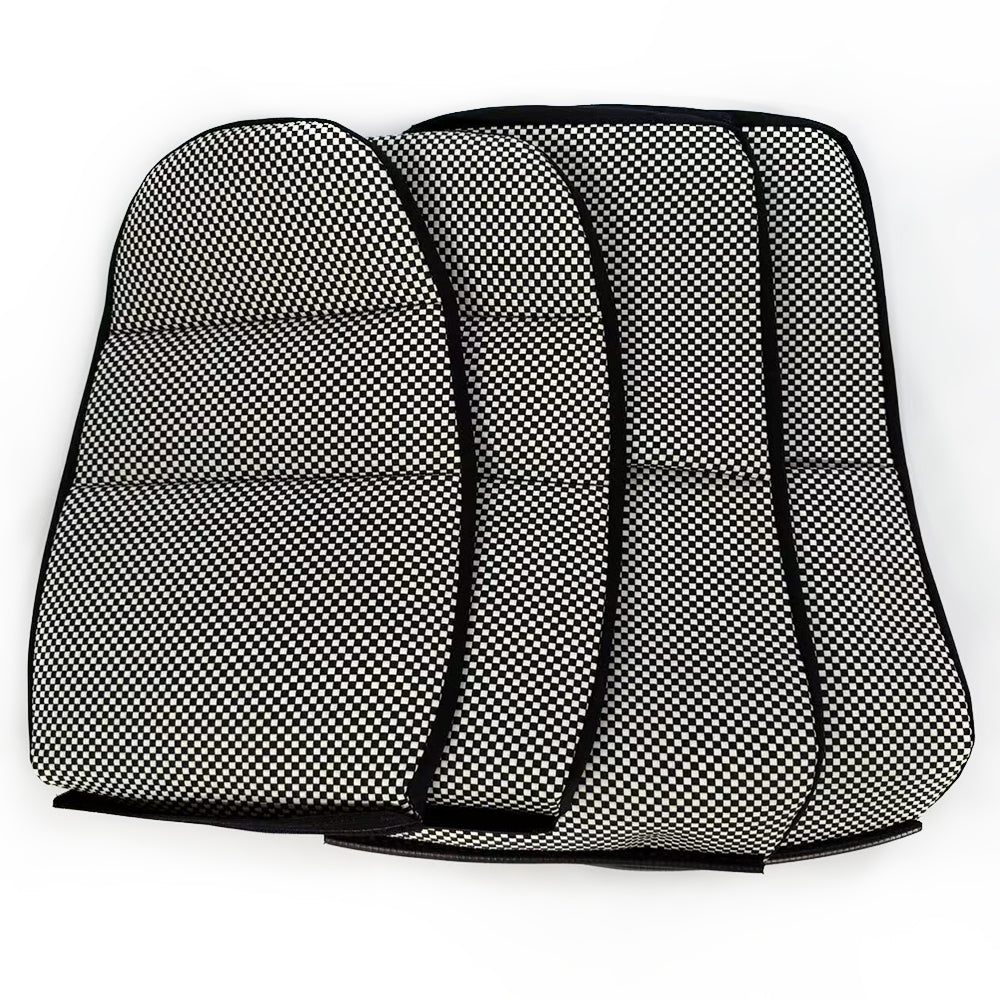 Custom Woven Center Seat Inserts for Porsche Carbon Bucket Seats – Black & White Micro Check Pattern (No Foam)