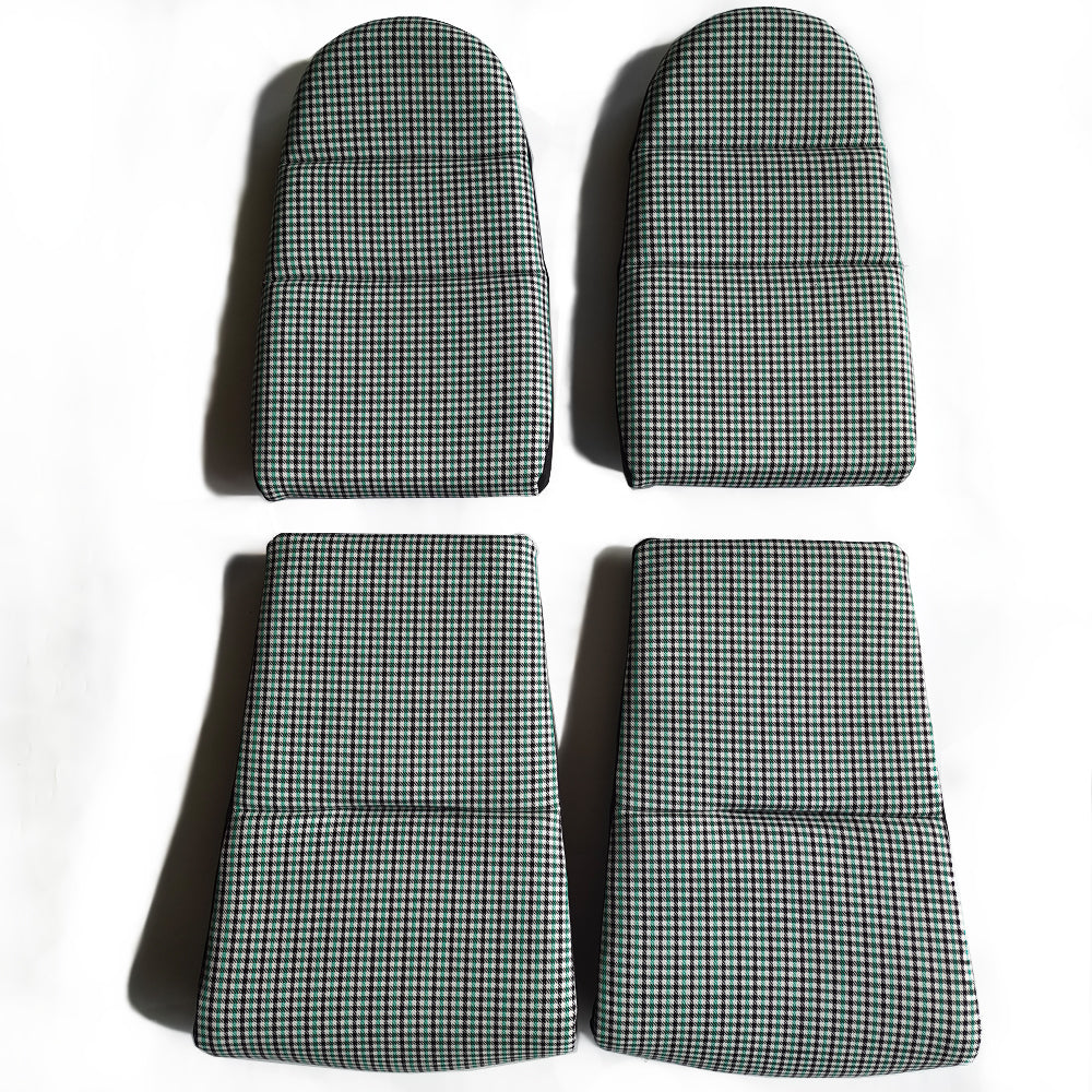 Black & Green Houndstooth Seat Inserts with Foam Cushioning for Porsche Bucket Seats