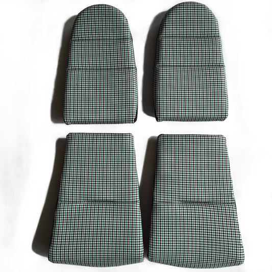 Black & Green Houndstooth Seat Inserts with Foam Cushioning for Porsche Bucket Seats